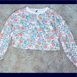 Flowery SHEIN crop sweater